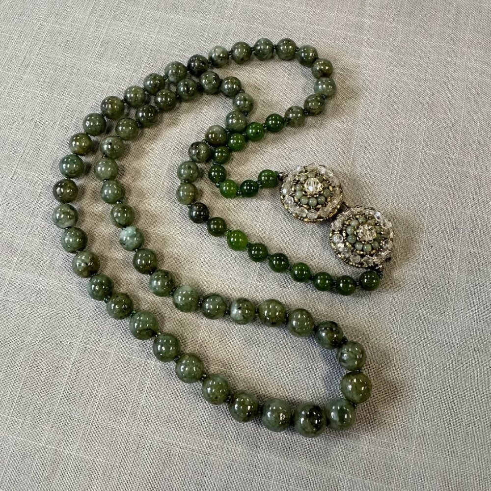 Vintage MCM Jade Beaded Necklace
